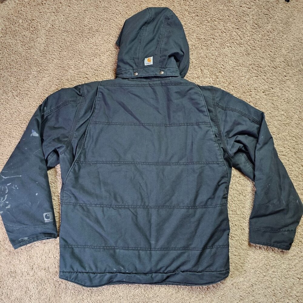 Carhartt Quick Duck Livingston Jacket Mens L Tall Black Thinsulate Hood Workwear - Picture 2 of 12